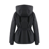 2025 fashionable women's clothing with European and American style design featuring a cinched waisthooded skiing and warm co